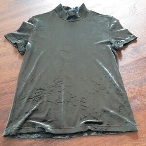 Banana Republic Green Fitted Short Sleeve Mandarin Collar Top